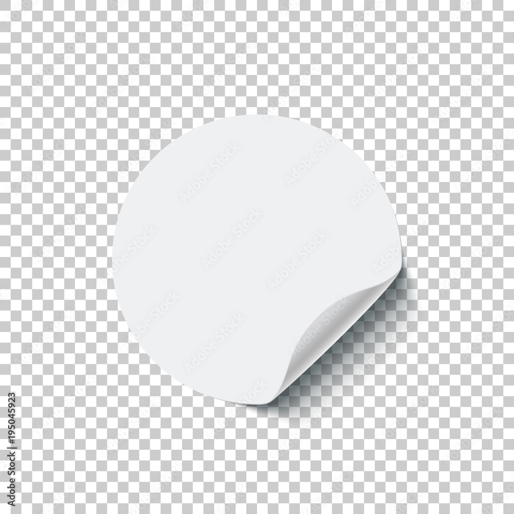 Round white blank sticker with curled edge isolated on transparent background. Vector design element. Round white blank sticker with curled edge isolated on transparent background. Vector design element.