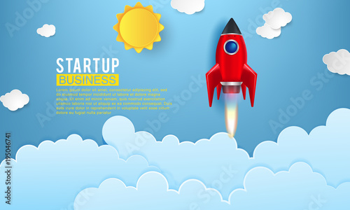 Startup space rocket launch art creative idea