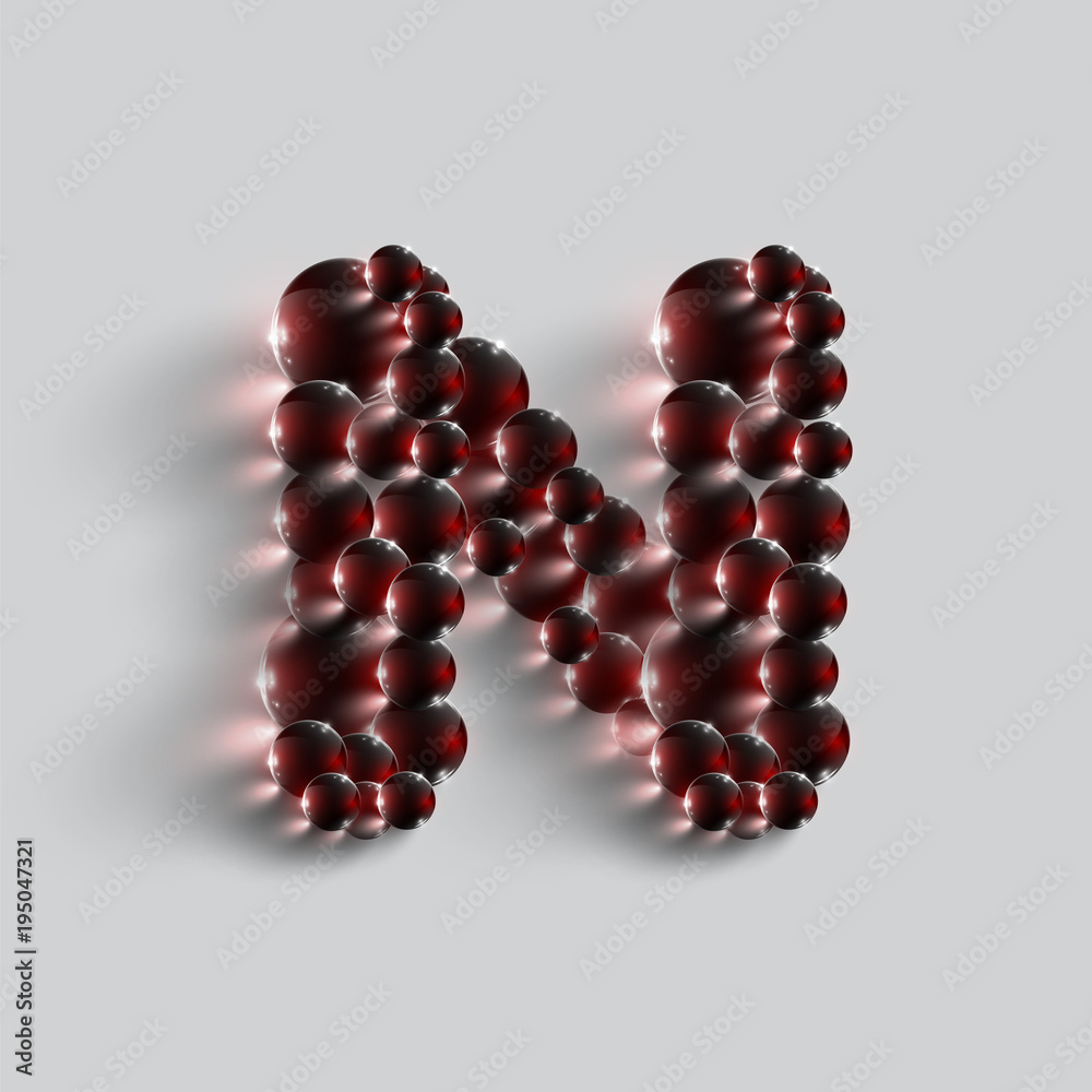 A letter made by red spheres, vector. A letter made by red spheres, vector.