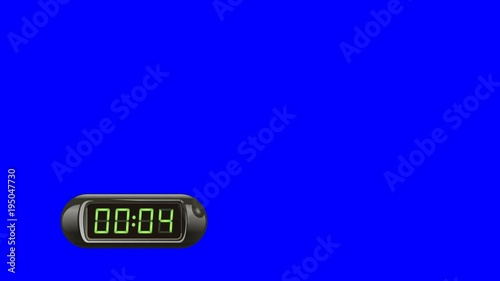 50 second Real time Digital Timer, isolated. Customizable: just stop the timer at the second you want. Black watch case, green dial. Left version. Green screen - Chroma key.
