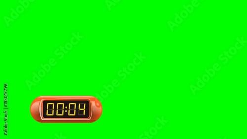 50 second Real time Digital Timer, isolated. Customizable: just stop the timer at the second you want. Red watch case, yellow dial. Left version. Green screen - Chroma key.