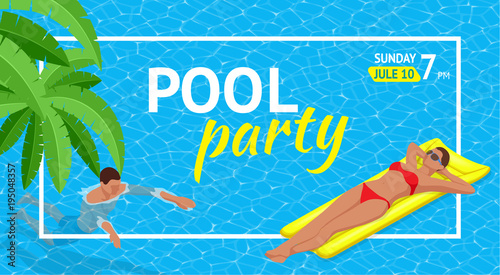 Banner or flyer for Summer Beach Party. Aloha Summer. Vector illustration. Invitation to nightclub. Web banner of summer vacation.