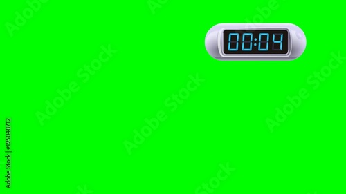 50 second Real time Digital Timer, isolated. Customizable: just stop the timer at the second you want. White watch case, blue dial. Right version. Green screen - Chroma key.