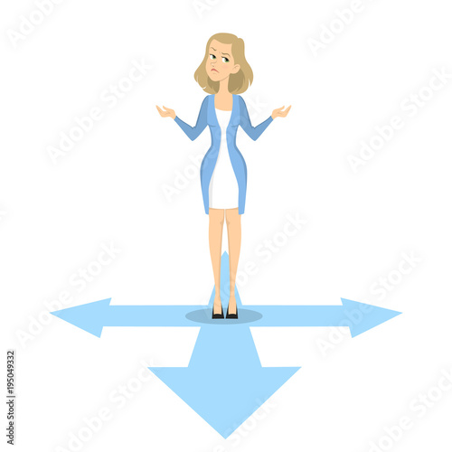 Businesswoman choose direction.