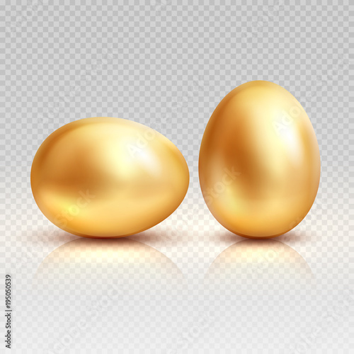 Golden eggs realistic vector illustration for easter greeting card