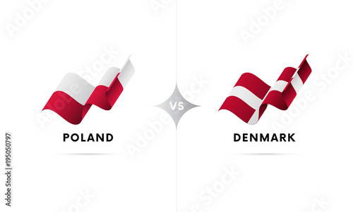 Poland versus Denmark. Football. Vector illustration.