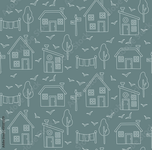 Houses nordic seamless vector pattern