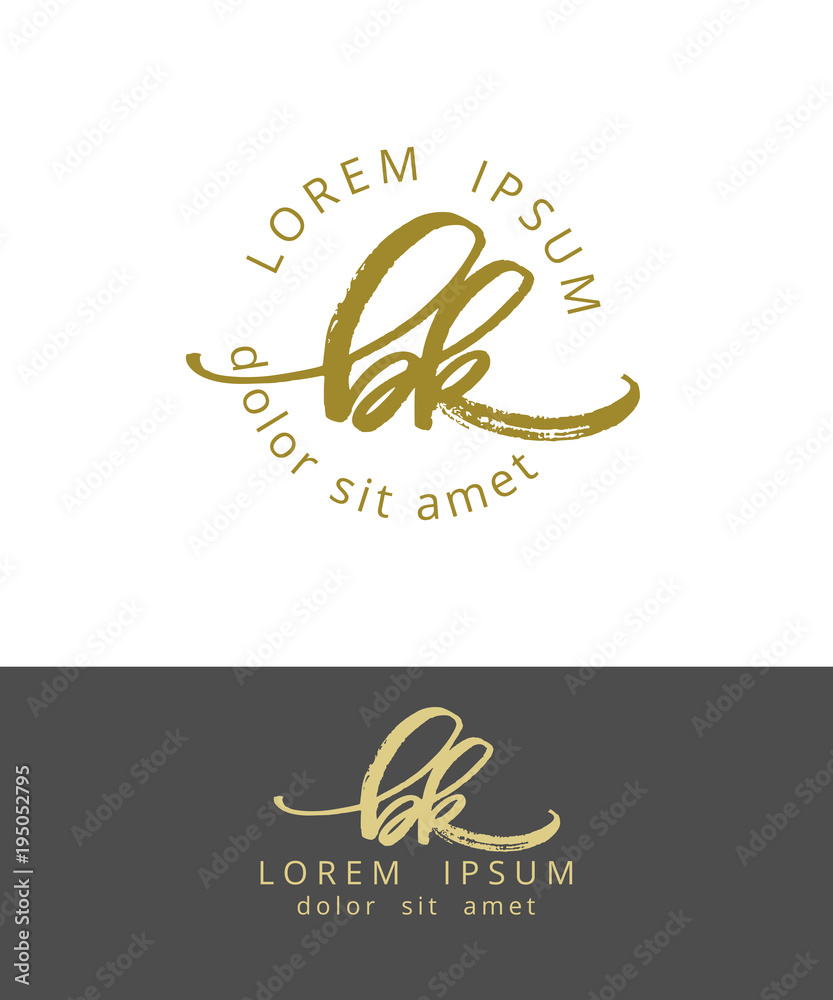 Fototapeta premium B K. Initials Monogram Logo Design. Dry Brush Calligraphy Artwork