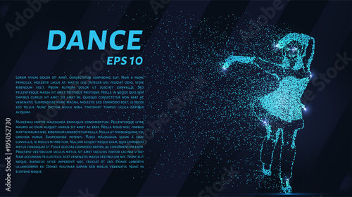 Dance of the particles. Girl dancing in jump. A dancer performs acrobatic elements