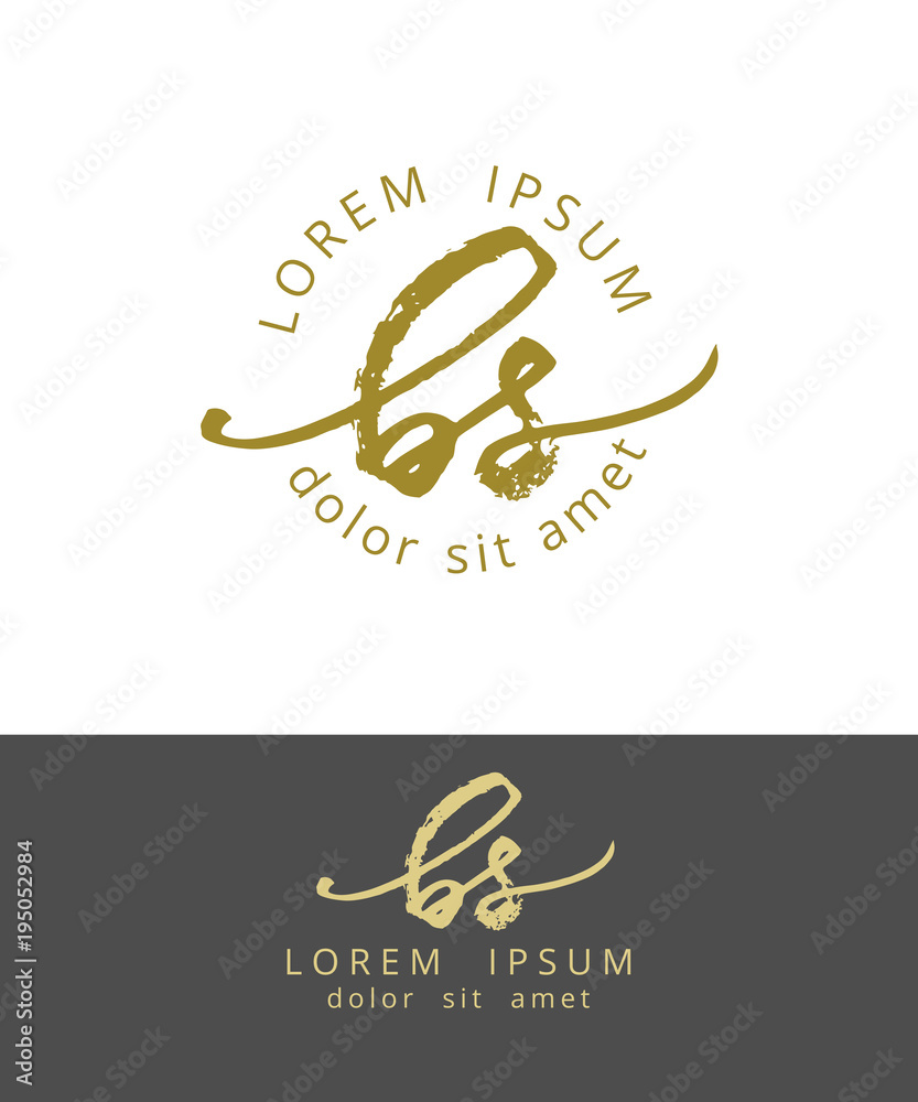 B S. Initials Monogram Logo Design. Dry Brush Calligraphy Artwork B S. Initials Monogram Logo Design. Dry Brush Calligraphy Artwork