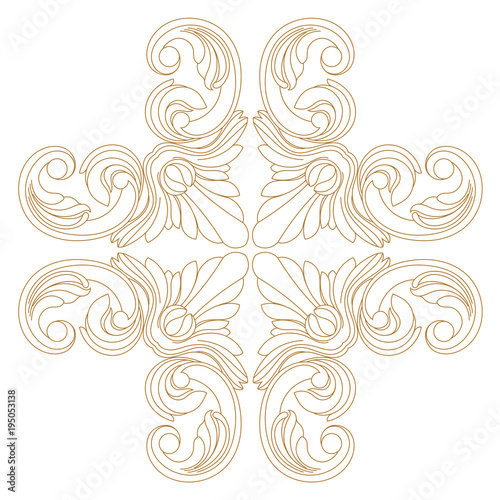 Golden vintage baroque ornament, corner. Retro pattern antique style acanthus. Decorative design element filigree calligraphy vector. - stock vector