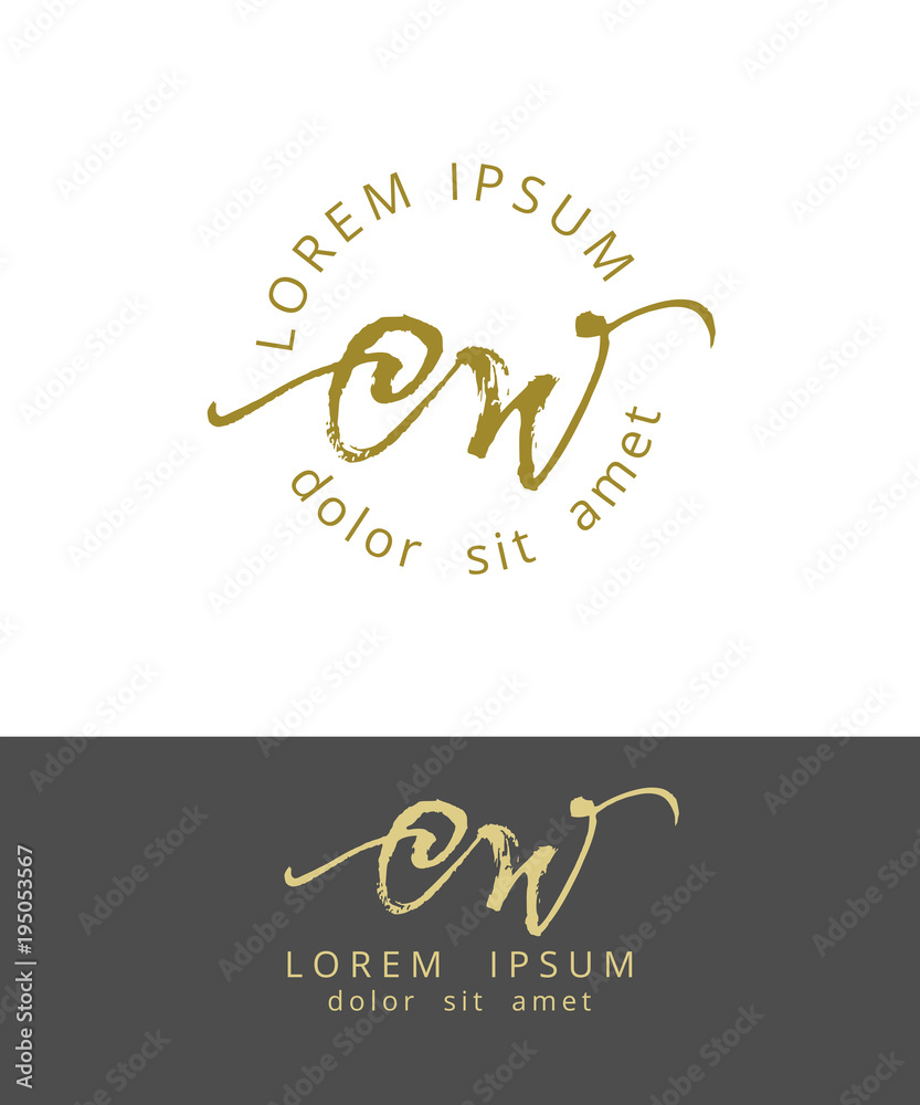 C W. Initials Monogram Logo Design. Dry Brush Calligraphy Artwork C W. Initials Monogram Logo Design. Dry Brush Calligraphy Artwork