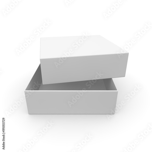 White empty box for products and goods on white isolated background