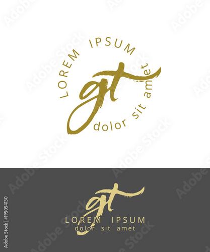 Wallpaper Mural G T. Initials Monogram Logo Design. Dry Brush Calligraphy Artwork Torontodigital.ca