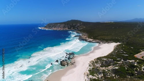 Aerial view of scenic coast of Fitzgerald River National Park, crystal clear turquoise water of Great Southern Ocean - Western Australia from above, 4k UHD photo