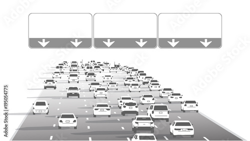 Illustration of freeway highway motorway traffic with blank signs