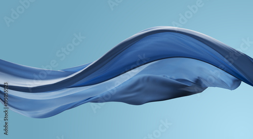 cloth wave movement in the air on blue sky tone background photo