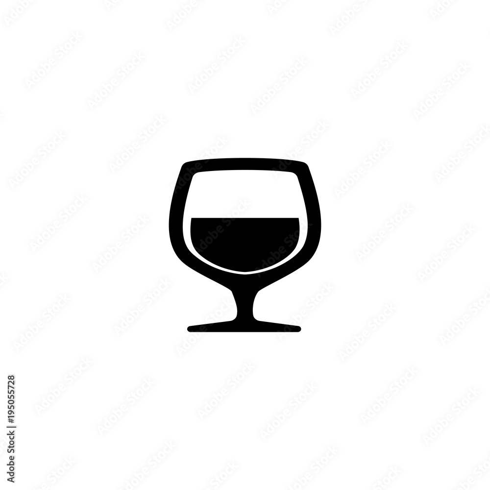 Glass of Cognac vector icon. Simple flat symbol on white background Glass of Cognac vector icon. Simple flat symbol on white background