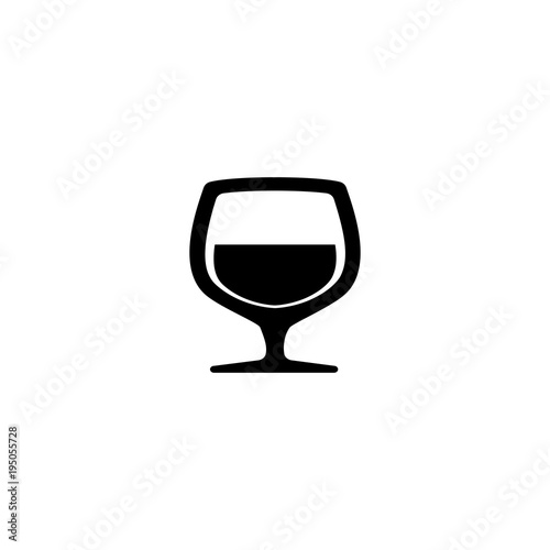 Glass of Cognac vector icon. Simple flat symbol on white background