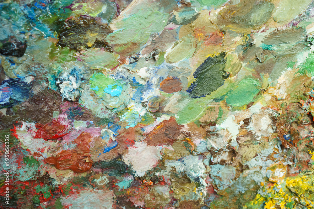 Naklejka premium textural multicolored palette of a background of paints made by a brush