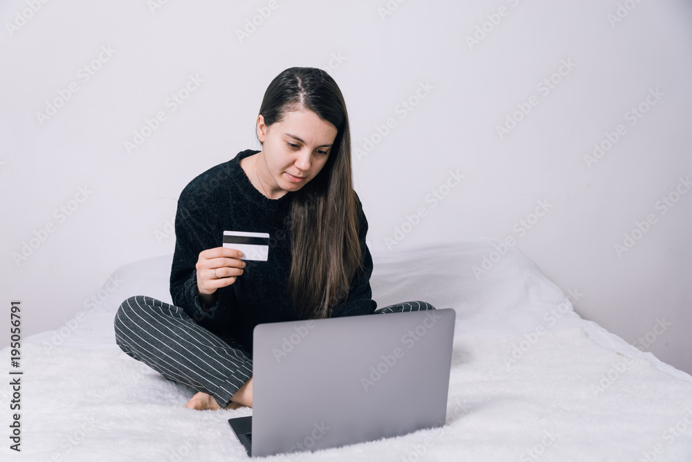 woman make shopping at internet shop woman make shopping at internet shop