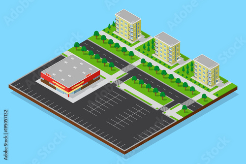 3D isometric supermarket