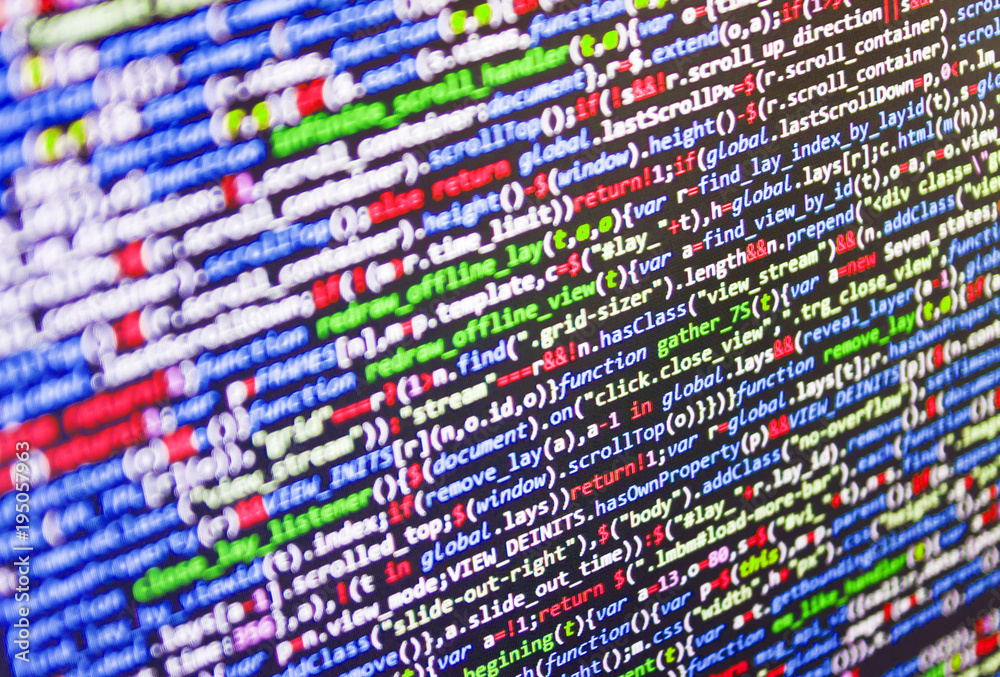 Innovative startup project. Programming code. Website design. Web site ...