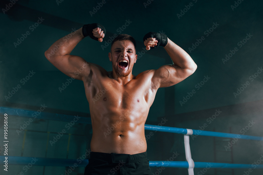 professional boxer on boxing ring, boxing training professional boxer on boxing ring, boxing training