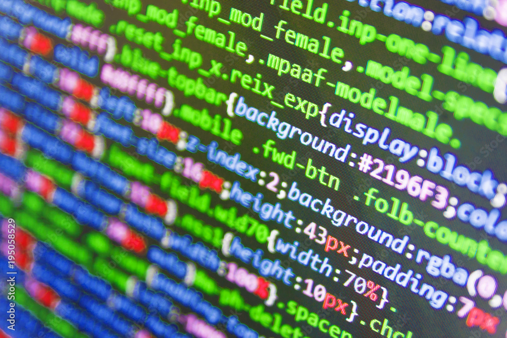 Software abstract background. Website HTML Code on the Laptop Display ...