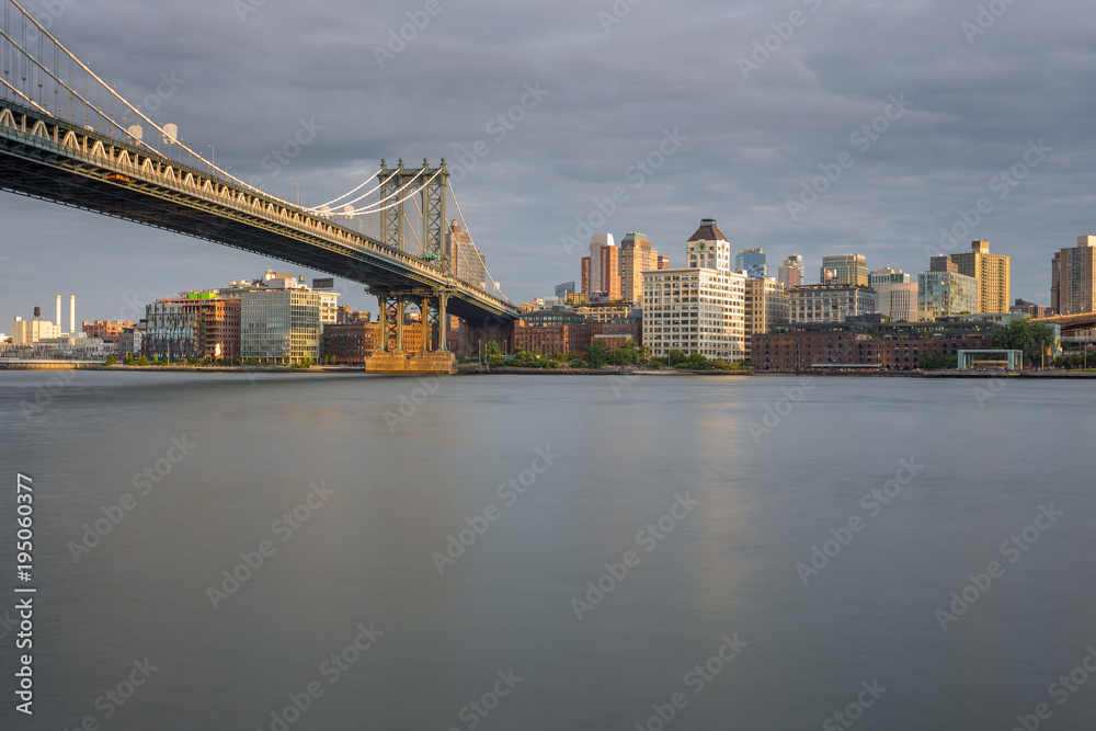 Sunset view of Manhattan Bridge, New York