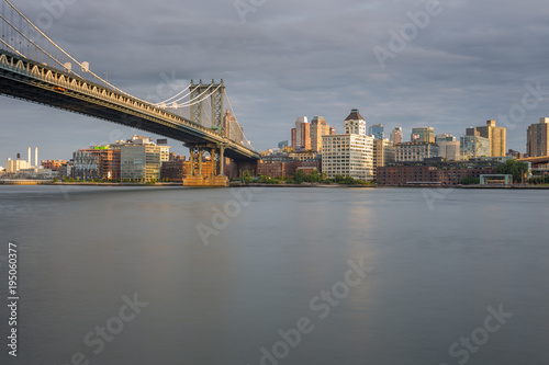 Sunset view of Manhattan Bridge  New York