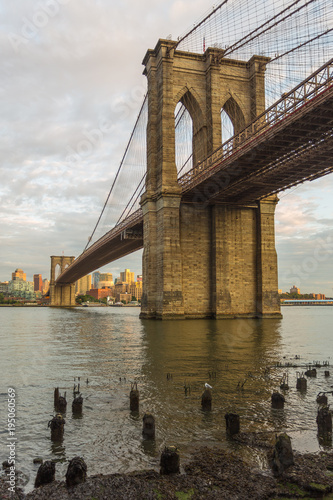 Sunset view of Brooklyn Bridge, New York
