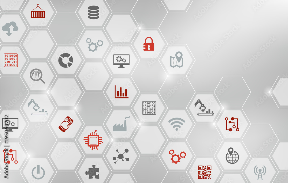 Digitalization concept: enterprise IoT, smart factory, industry 4.0 - vector illustration Digitalization concept: enterprise IoT, smart factory, industry 4.0 - vector illustration
