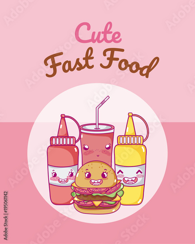 Cute fast food kawaii cartoon