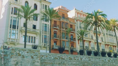 View of beautiful buildings along quay in ceuta. photo