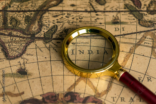 Retro magnifier with old map