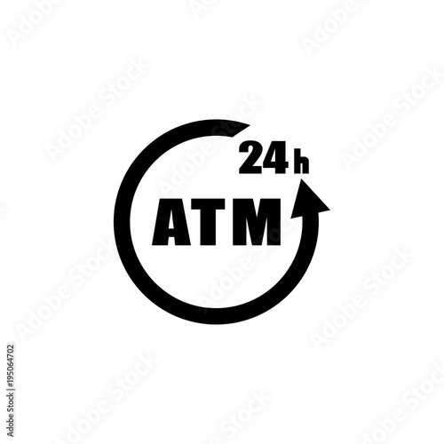 24 hour ATM vector icon. Simple flat symbol on white background