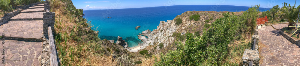 Panoramic view of beautiful coastline in Southern Italy, summer season Panoramic view of beautiful coastline in Southern Italy, summer season