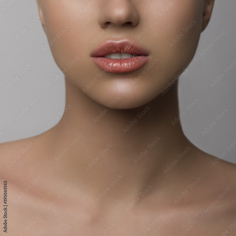 Perfect Lips. Sexy Girl Mouth close up. Beauty young woman Smile. Natural plump full Lip. Lips augmentation. Close up detail Perfect Lips. Sexy Girl Mouth close up. Beauty young woman Smile. Natural plump full Lip. Lips augmentation. Close up detail