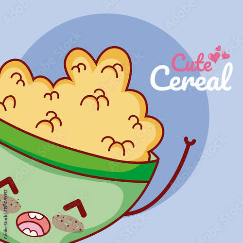 Cute cereal bowl kawaii cartoon