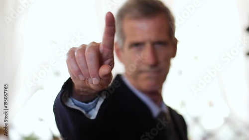 Old Business man making no with finger- Leadership,Ceo,business photo