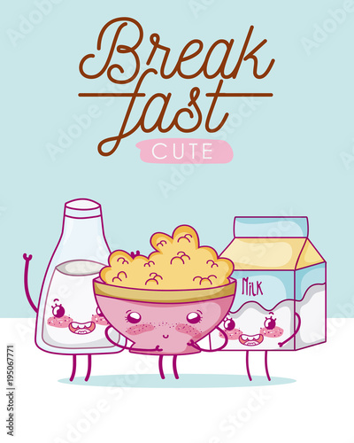 Cute breakfast kawaii cartoon