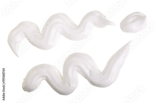 Vászonkép whipped cream or meringue isolated on white background