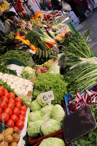 fresh fruit and vegetables for sale at the market