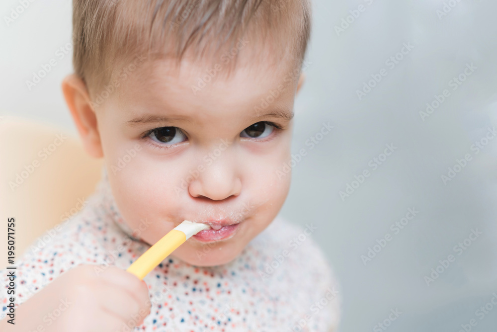 the kid in the kitchen eats milk porridge the kid in the kitchen eats milk porridge