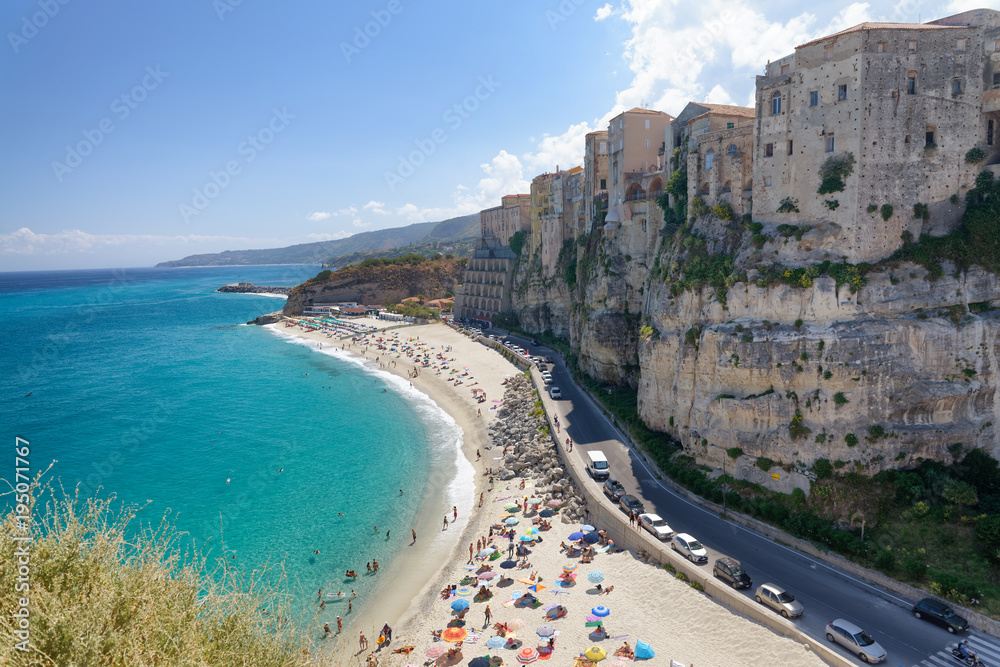 Aerial view of Tropea skyline on a beautiful sunny day, Italy