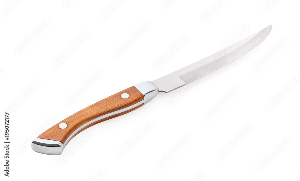 Chef's knife with wooden handle isolated on white background Chef's knife with wooden handle isolated on white background