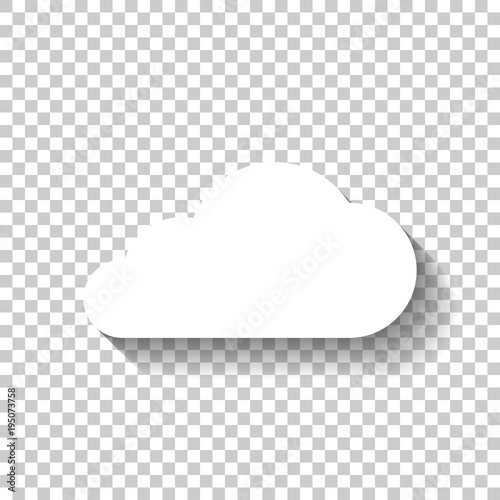 cloud icon. White icon with shadow on transparent background photo