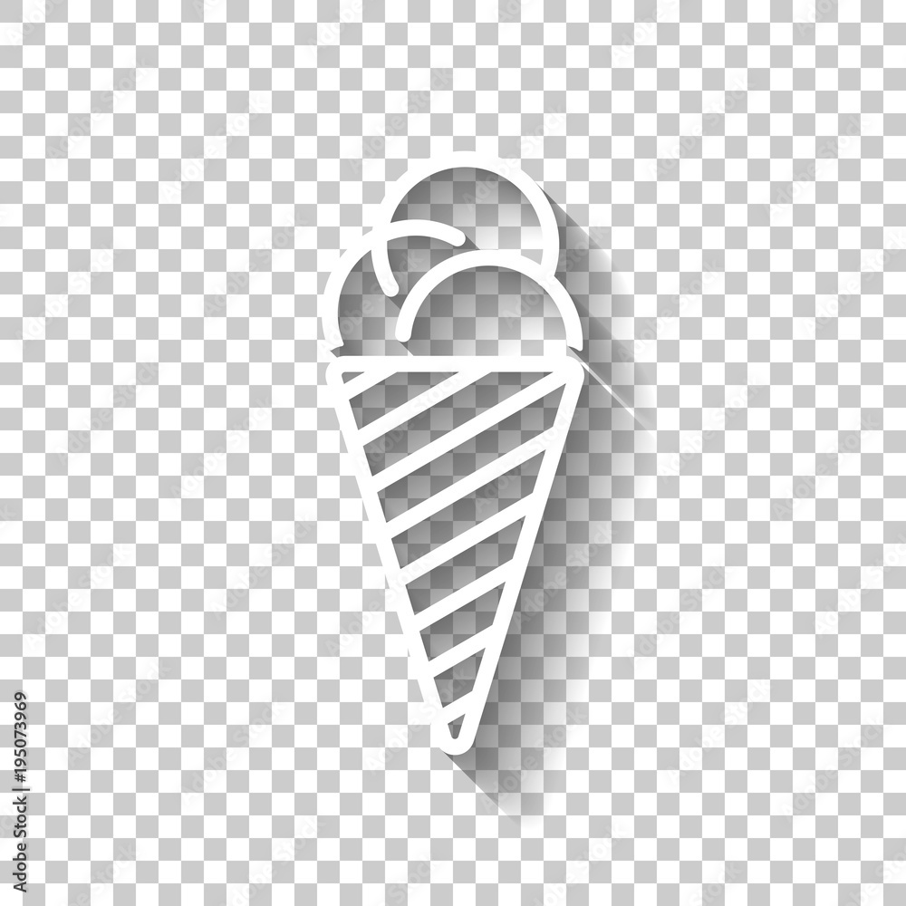 ice cream icon. White icon with shadow on transparent background ice cream icon. White icon with shadow on transparent background
