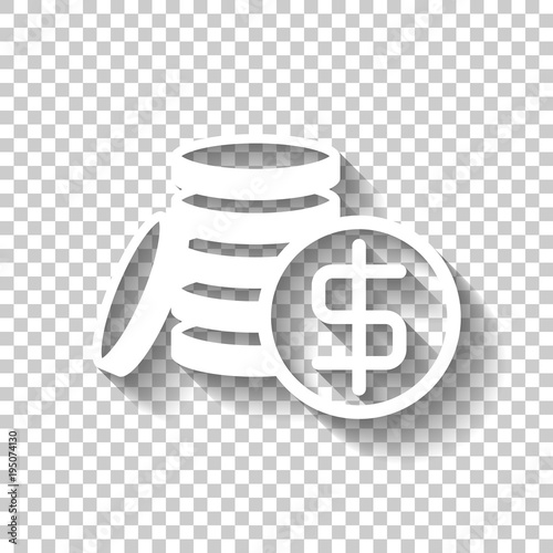 . White icon with shadow on transparent background
